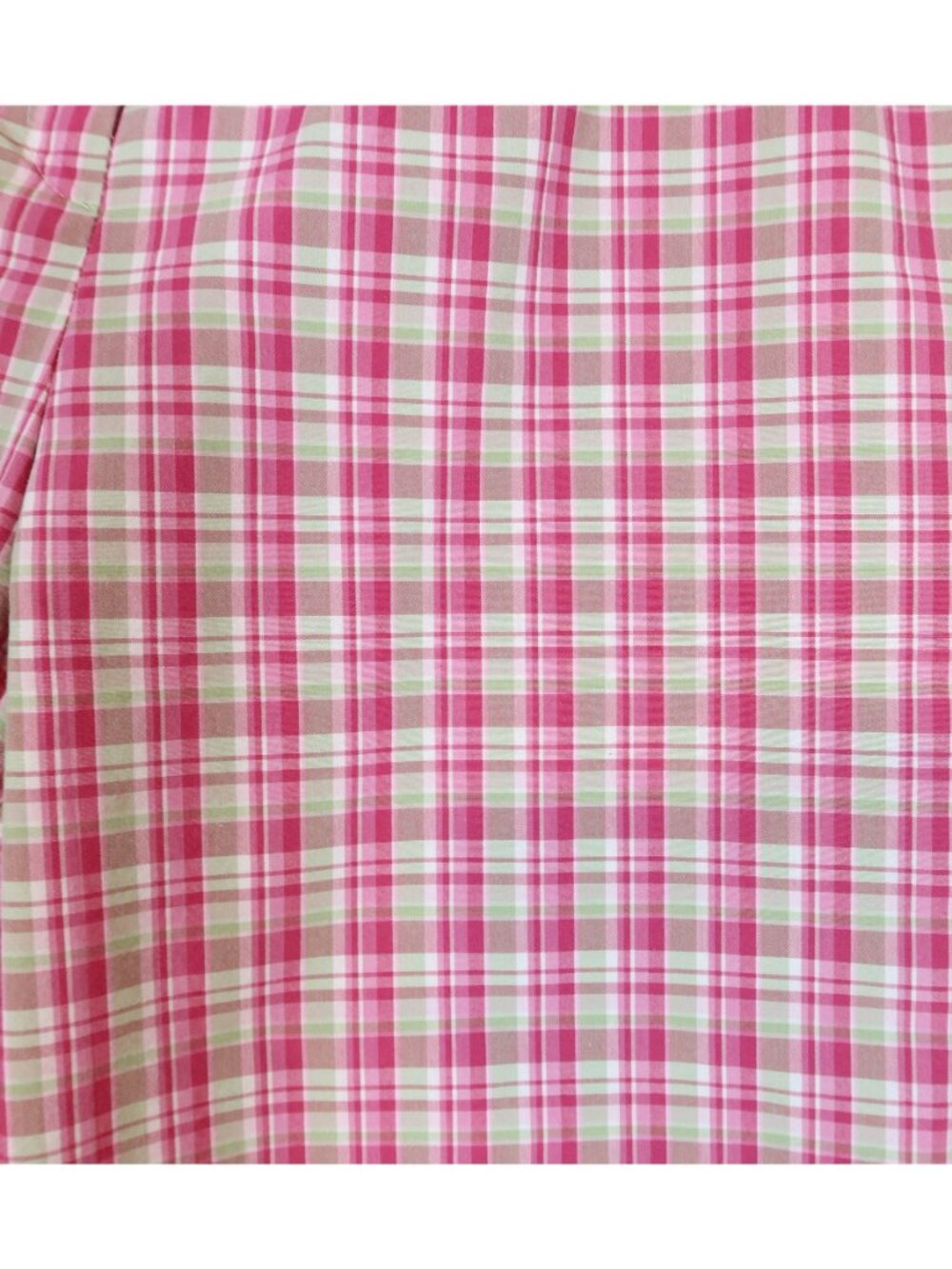 Vintage TALBOTS Plaid Cropped Cotton Blend Tapered Leg Pants 16p Pink Tan Preppy - Picture 3 of 5